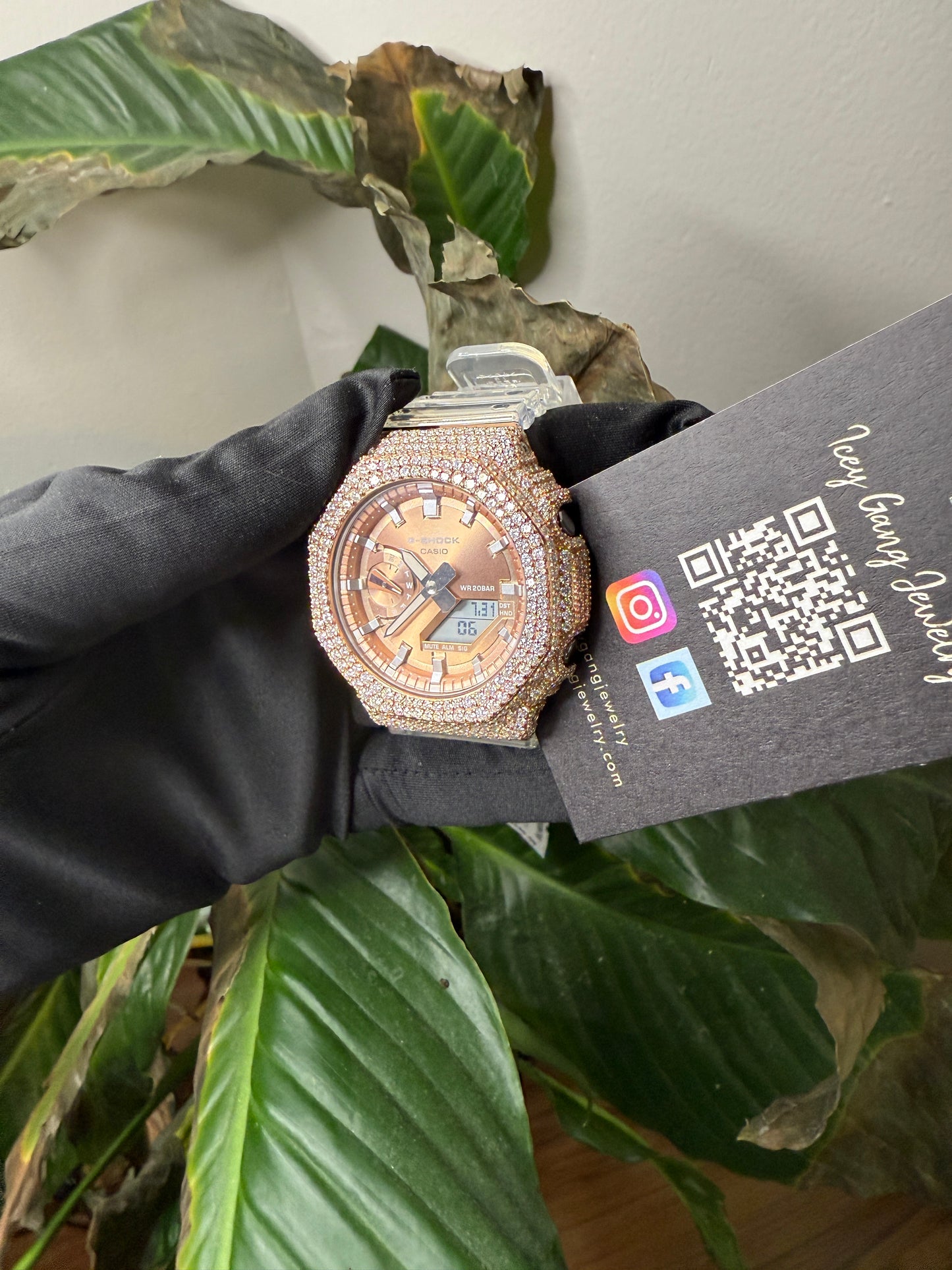 Rose Gold Moissanite G Shock Watch