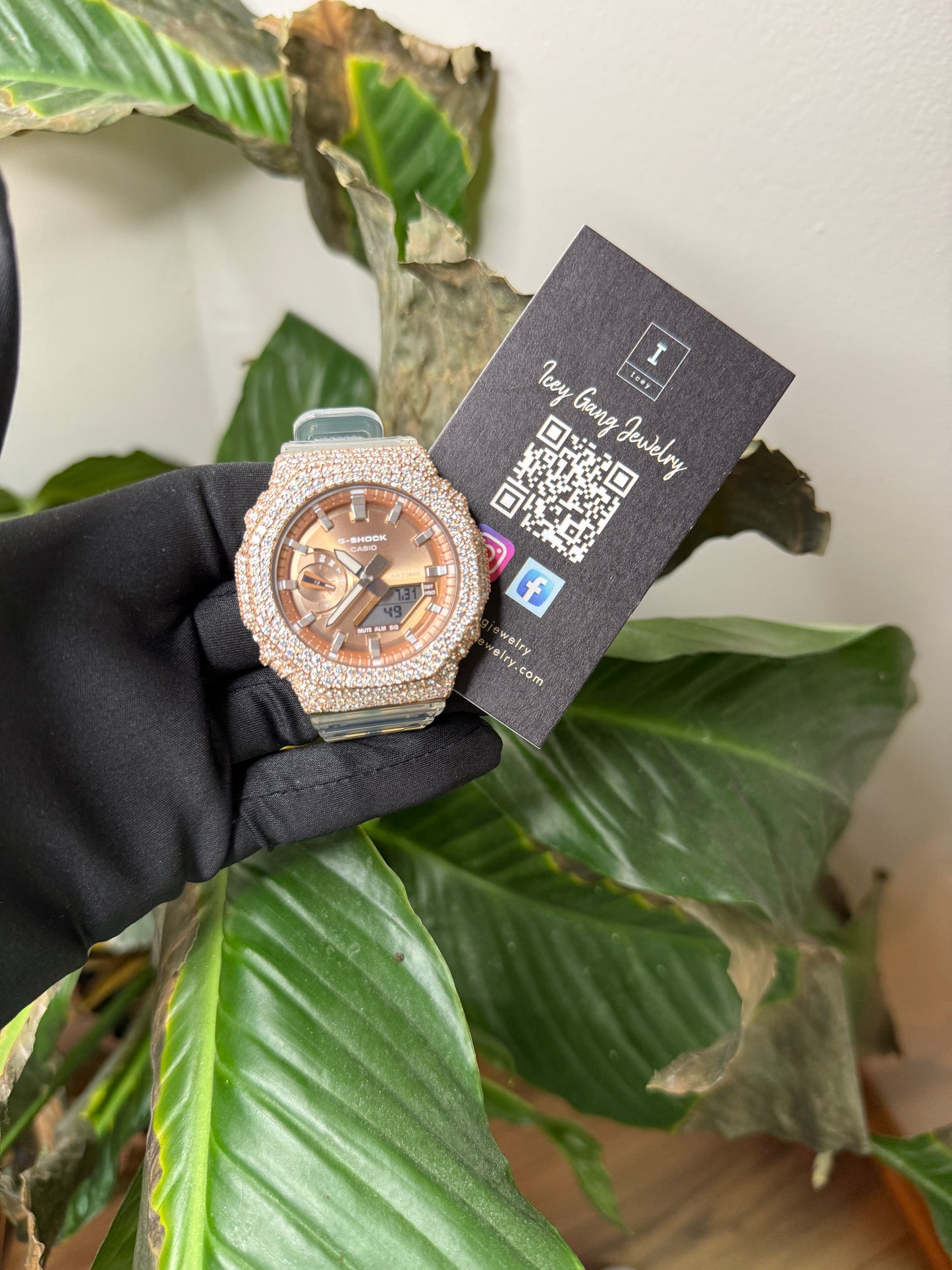 Rose Gold Moissanite G Shock Watch