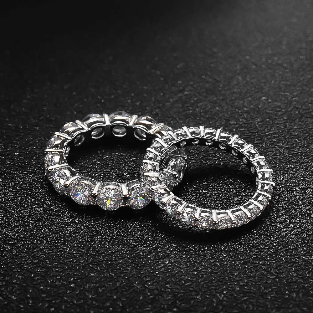 5mm 7ct D Color Moissanite Ring 925 Sliver Plated with White Gold