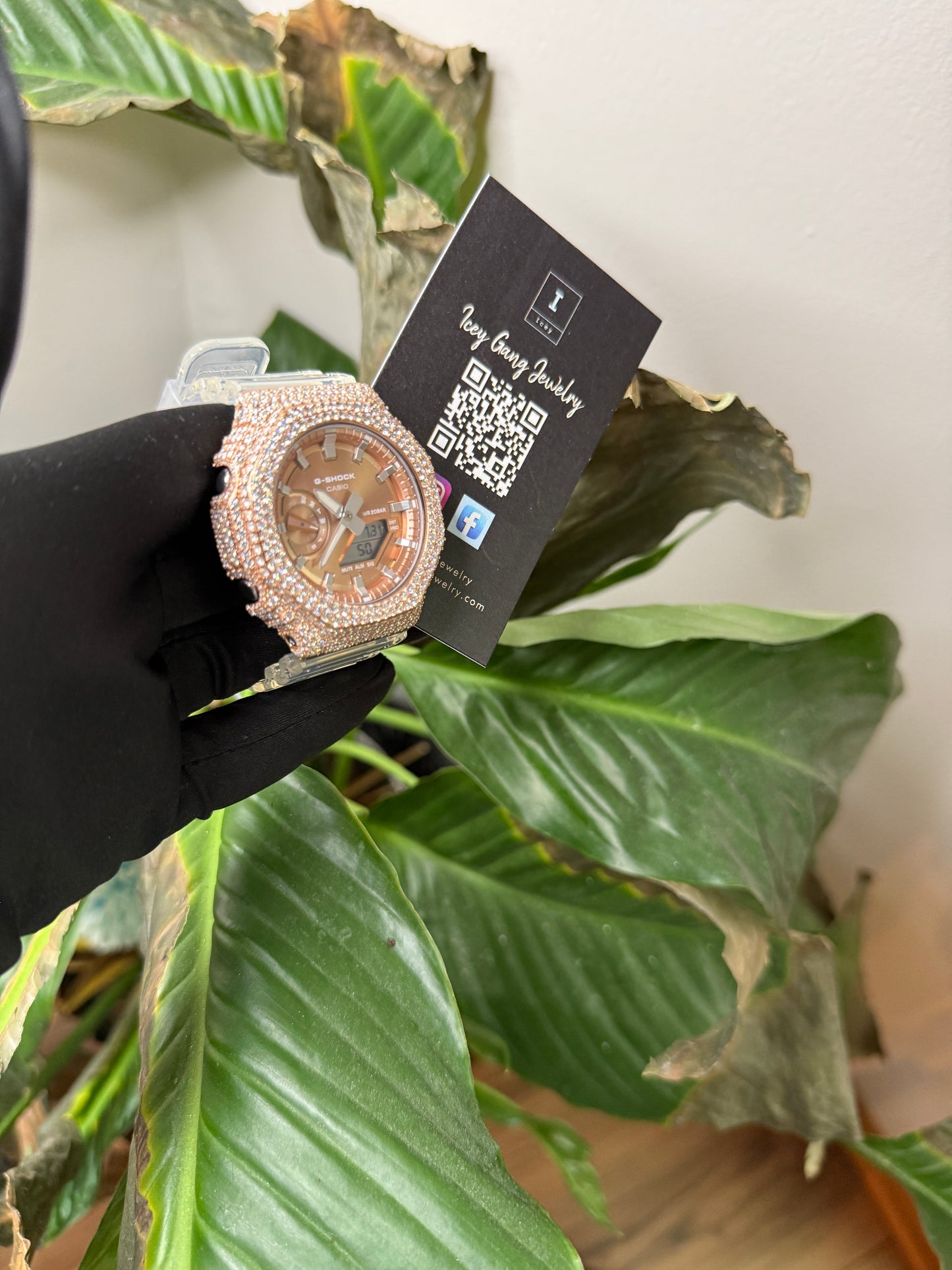 Rose Gold Moissanite G Shock Watch