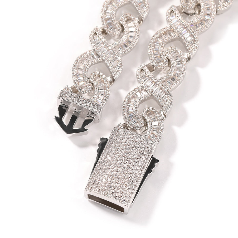Iced Out Infinity Cuban Link Baguette Chain/ Bracelet