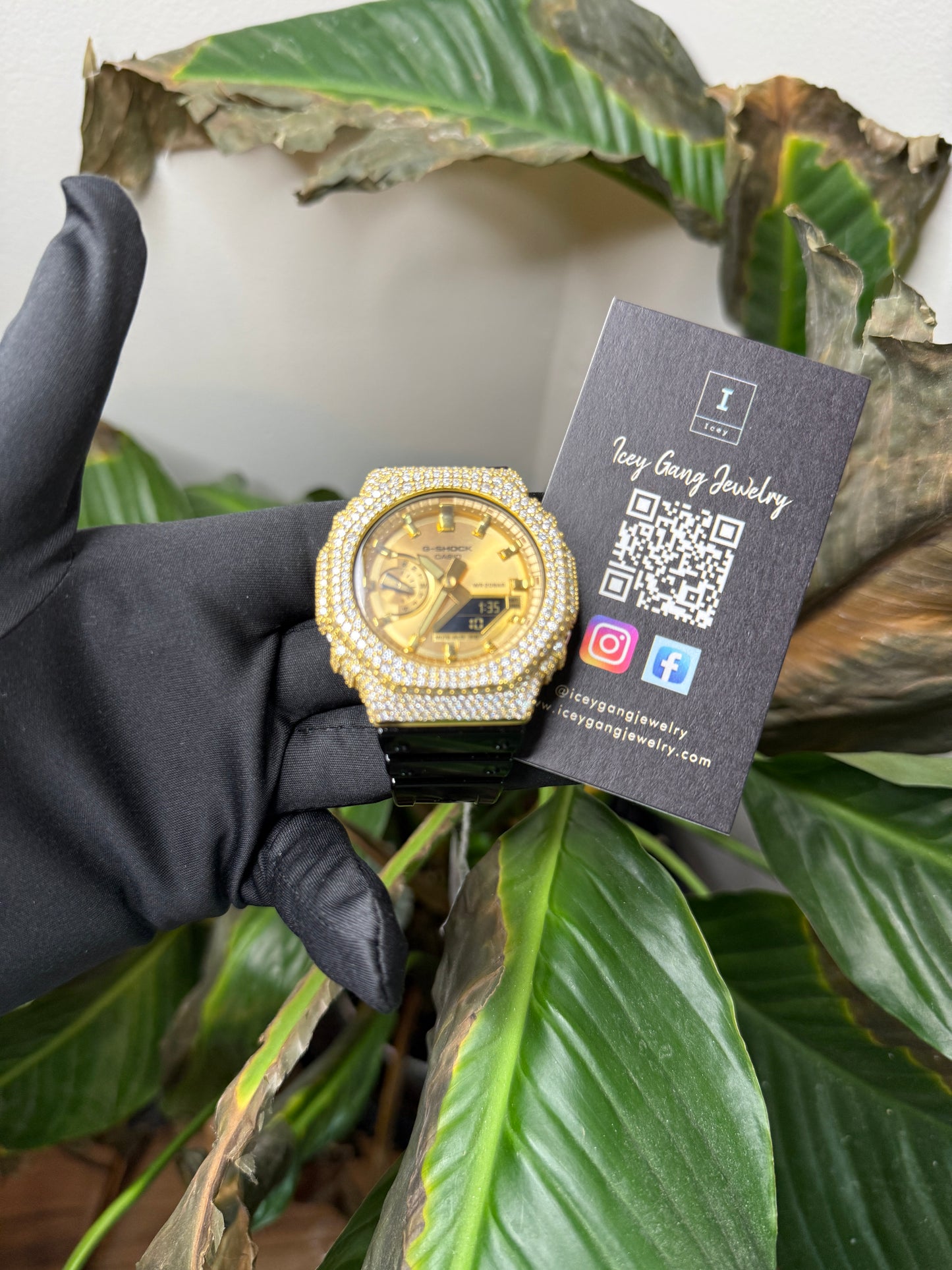 Gold Moissanite G-Shock Watch