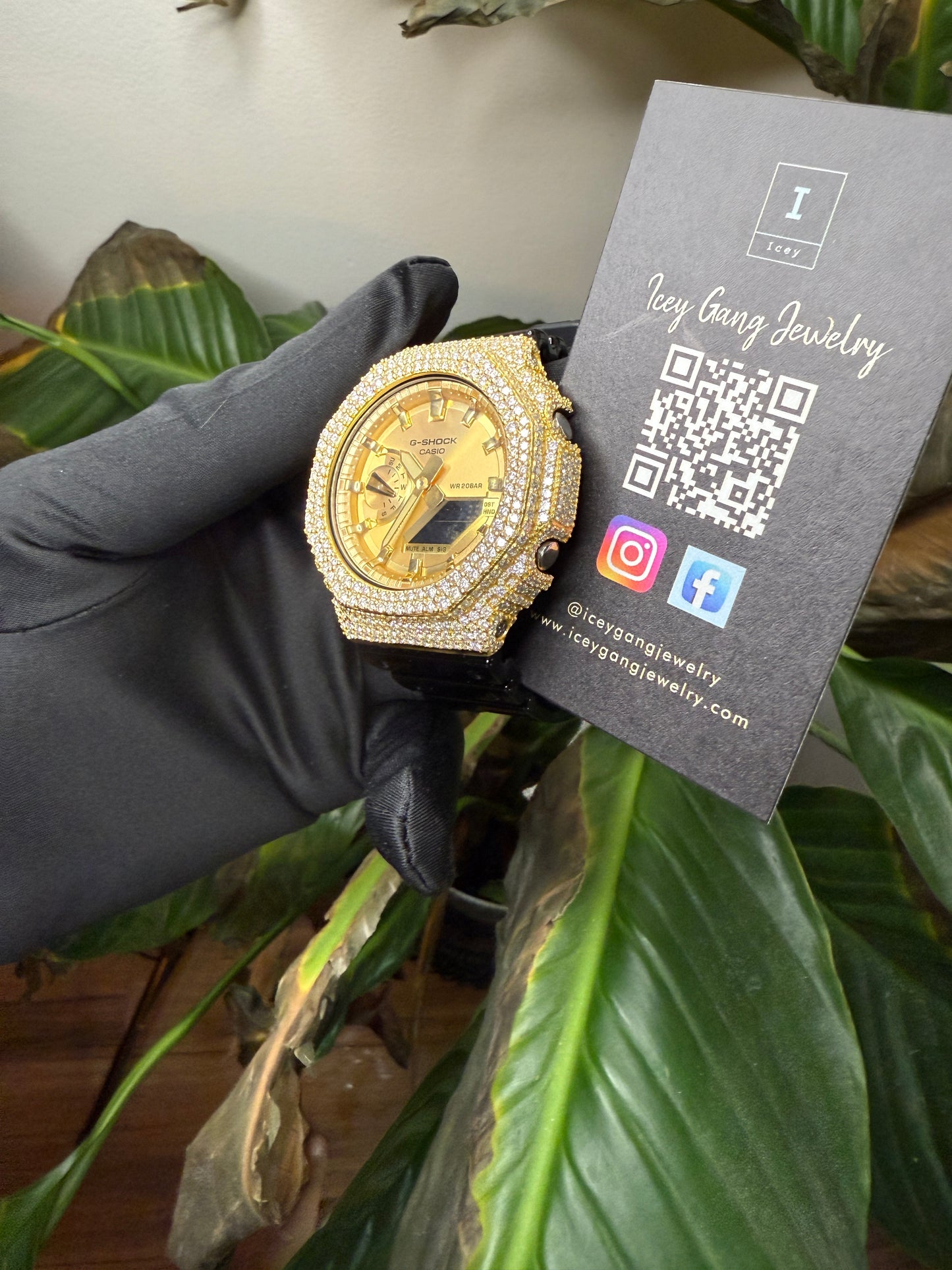 Gold Moissanite G-Shock Watch