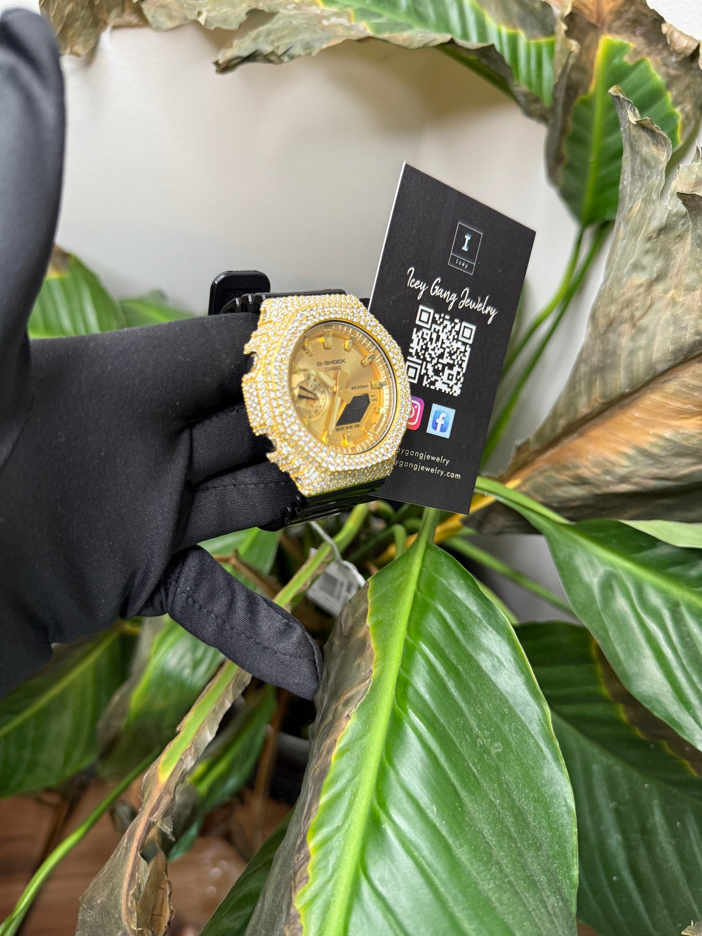 Gold Moissanite G-Shock Watch
