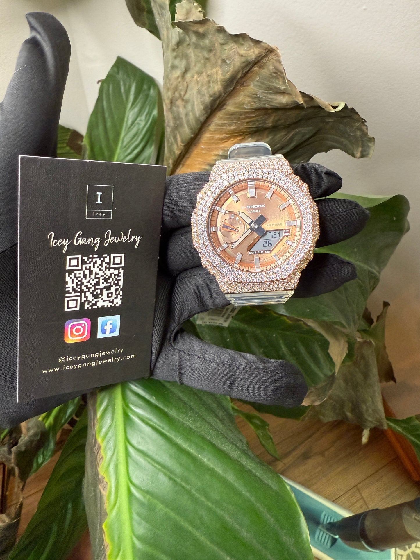 Rose Gold Moissanite G Shock Watch