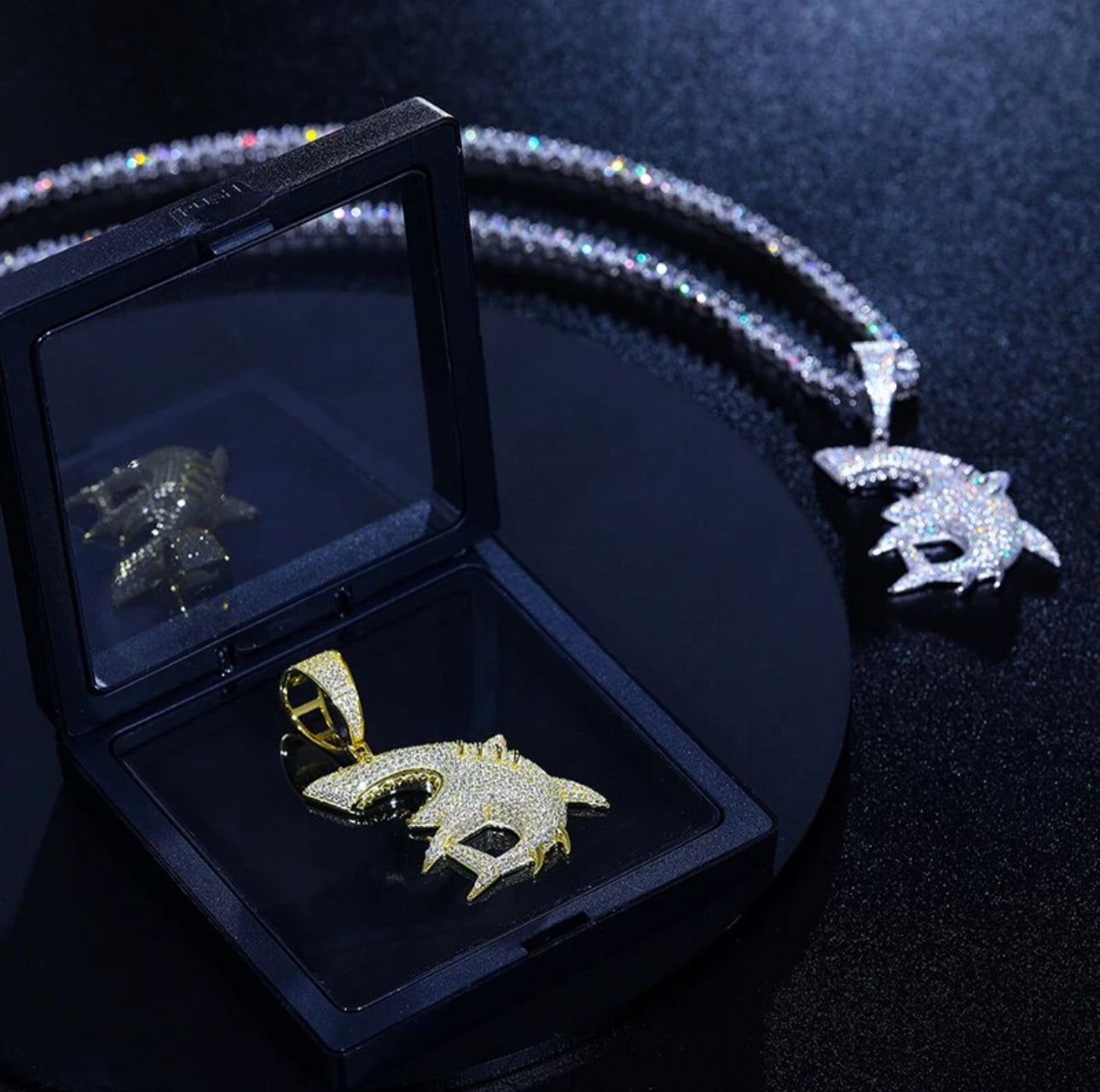 VVS Moissanite Shark Pendant 925 Silver