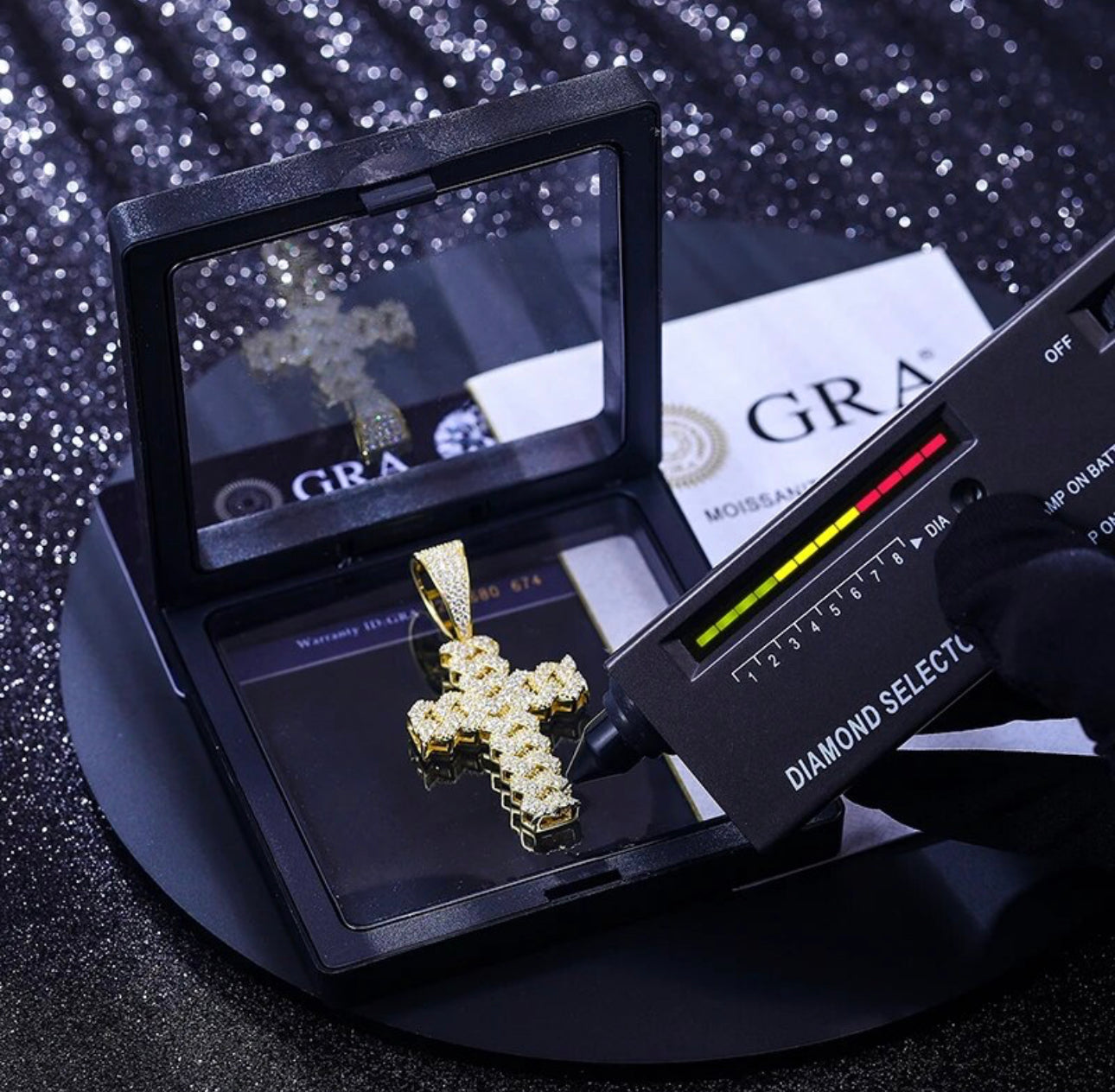 VVS Moissanite Cuban Link Cross 925 Silver