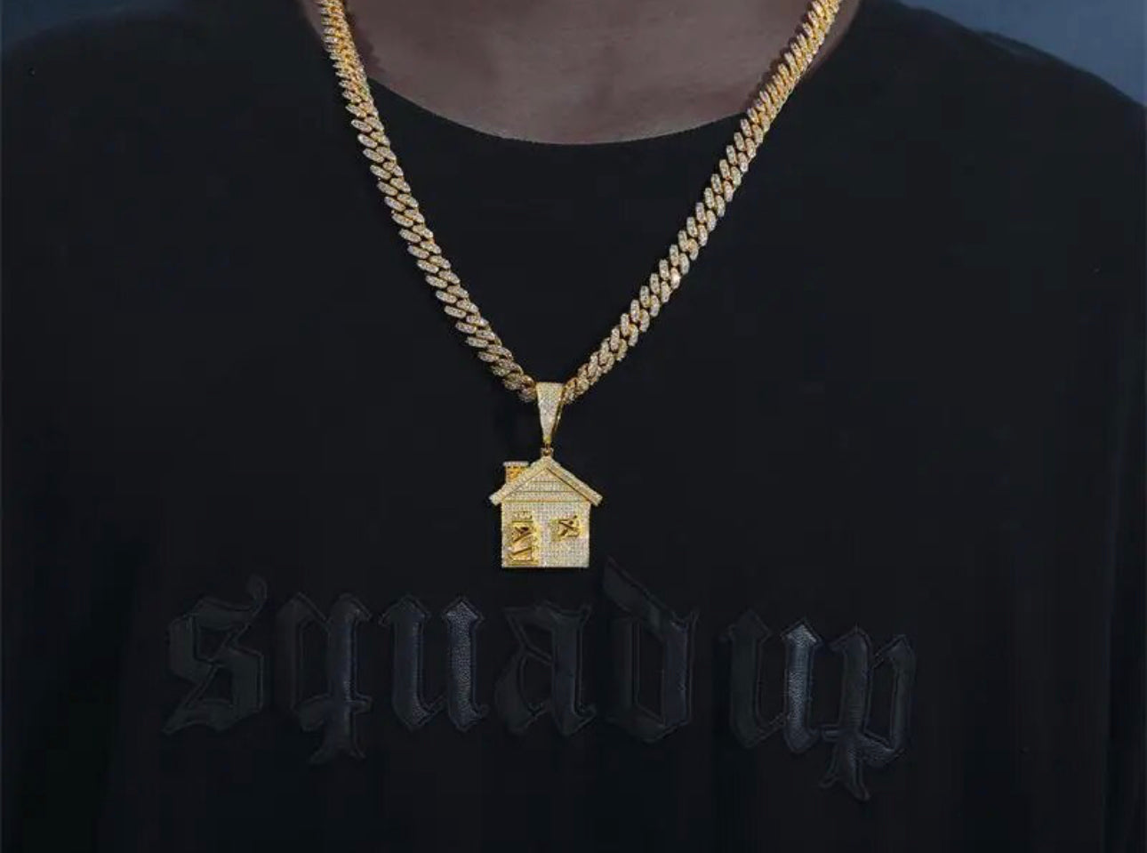 VVS Moissanite Trap House Pendant Large 925 Silver