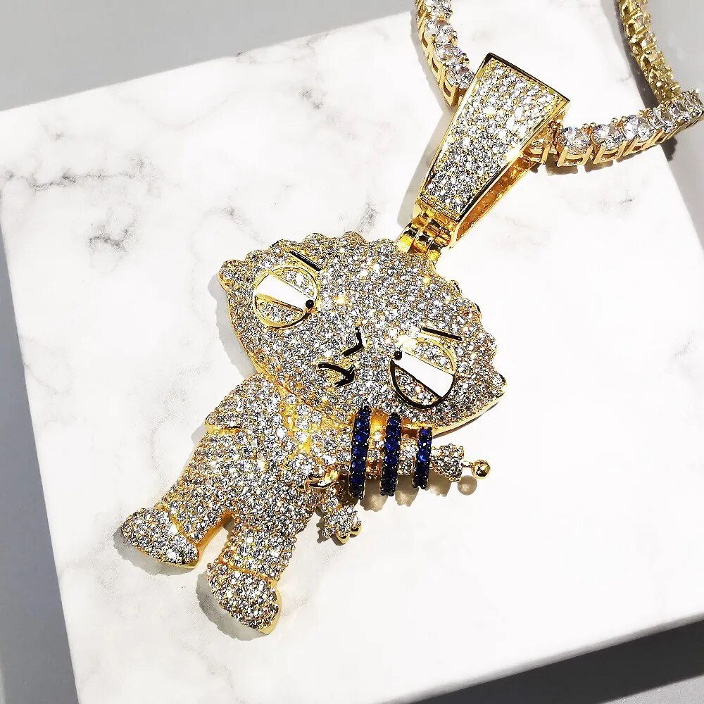 Punk Cartoon Figure Pendant Tennis With Chain New Arrival AAA Zircon Mens Necklace Fashion Hip Hop Jewelry Gifts