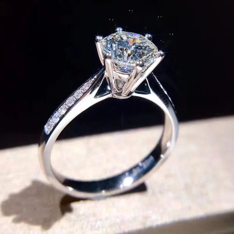 925 sterling silver ring 1ct carat IJ color Single row drill moissanite ring