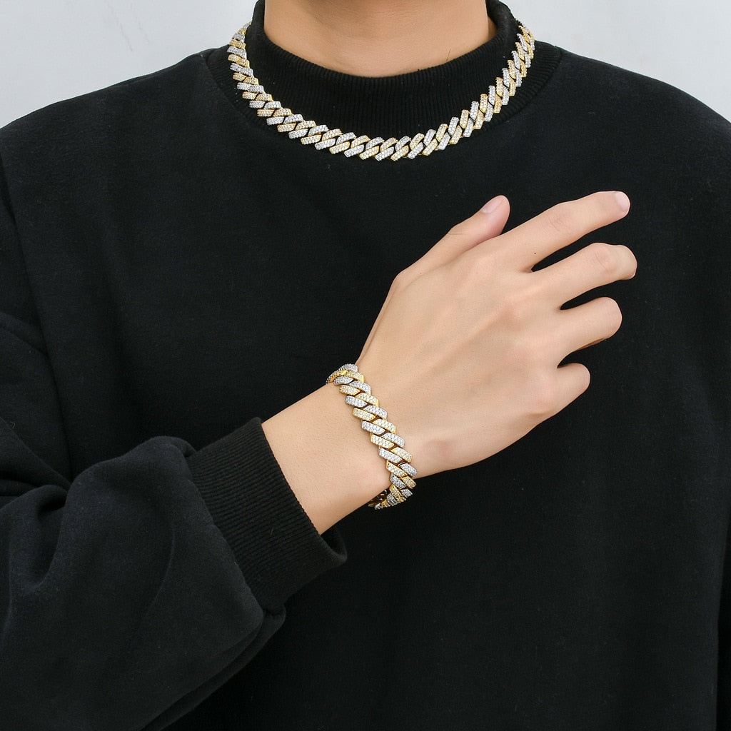 14MM Iced Out Chain/ Bracelet 2 Colors Luxury Micro Paved CZ