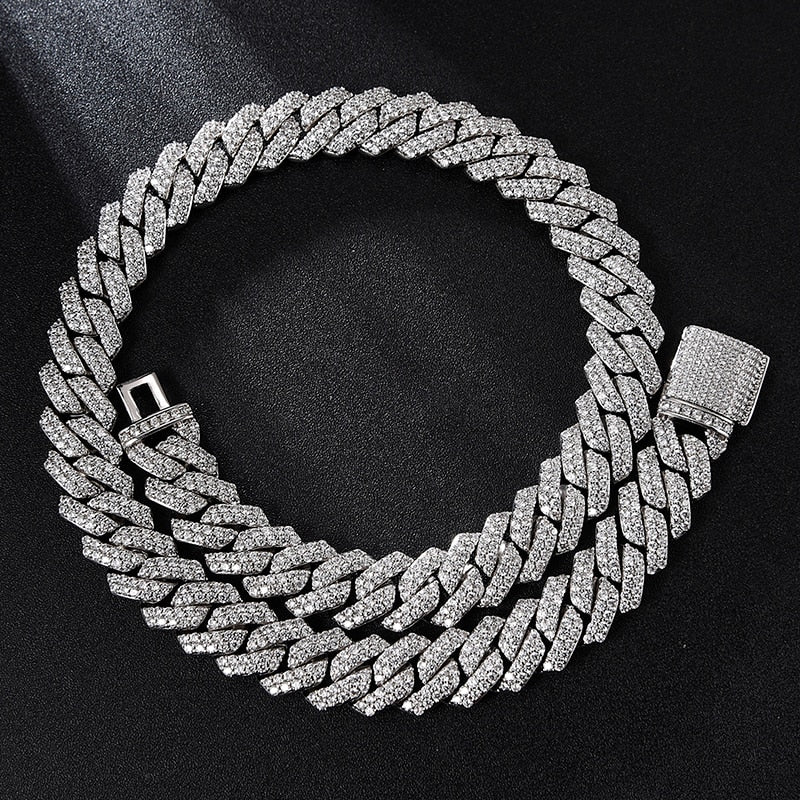 14MM CZ Heavy Cuban Prong Chain Necklaces Iced Out Zircon