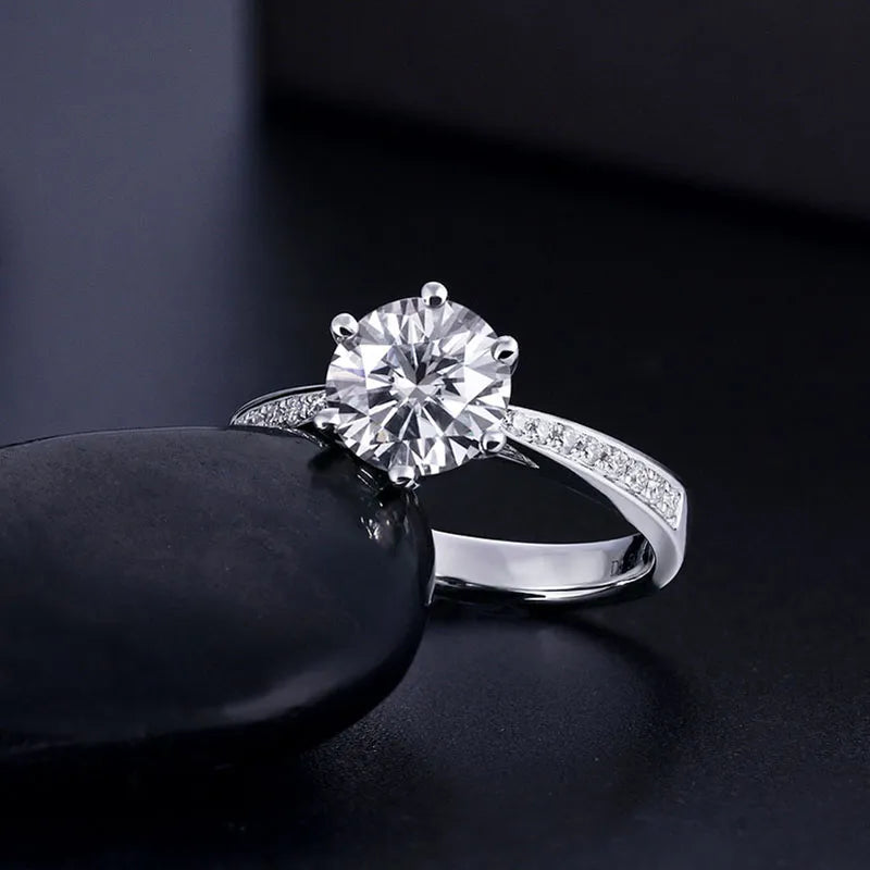 925 sterling silver ring 1ct carat IJ color Single row drill moissanite ring