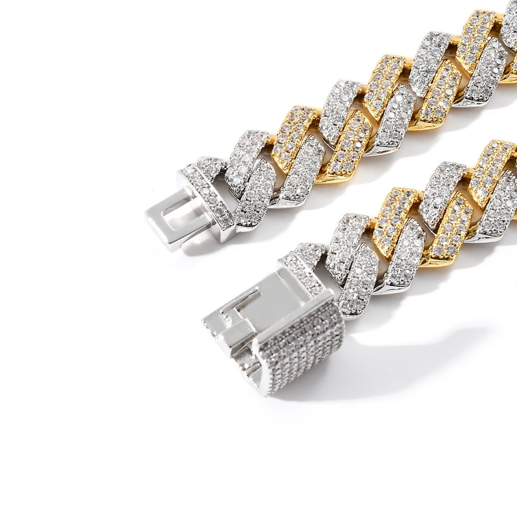 14MM Iced Out Chain/ Bracelet 2 Colors Luxury Micro Paved CZ