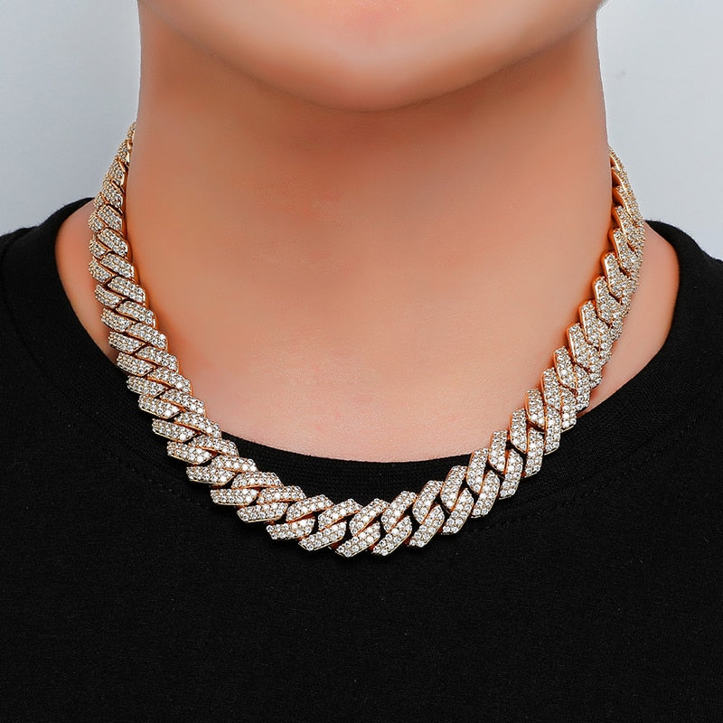 14MM CZ Heavy Cuban Prong Chain Necklaces Iced Out Zircon