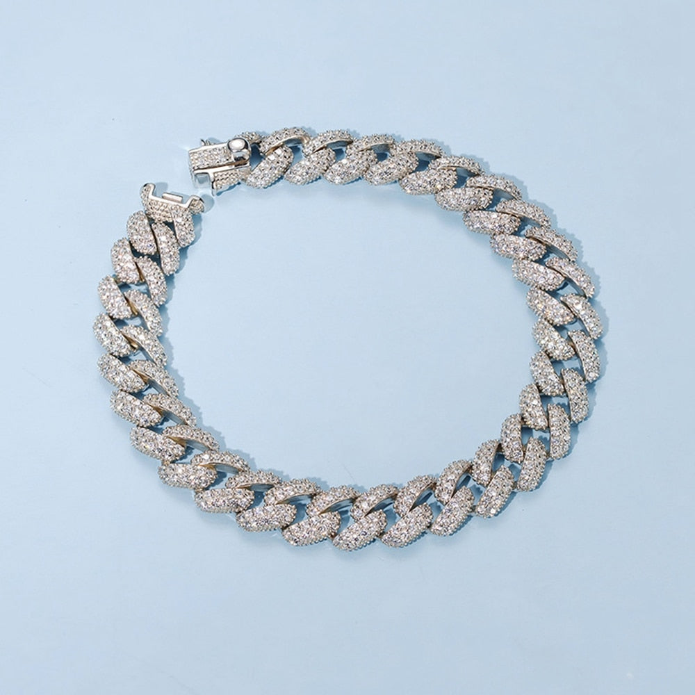 925 Sterling Silver Moissanite Cuban Bracelet