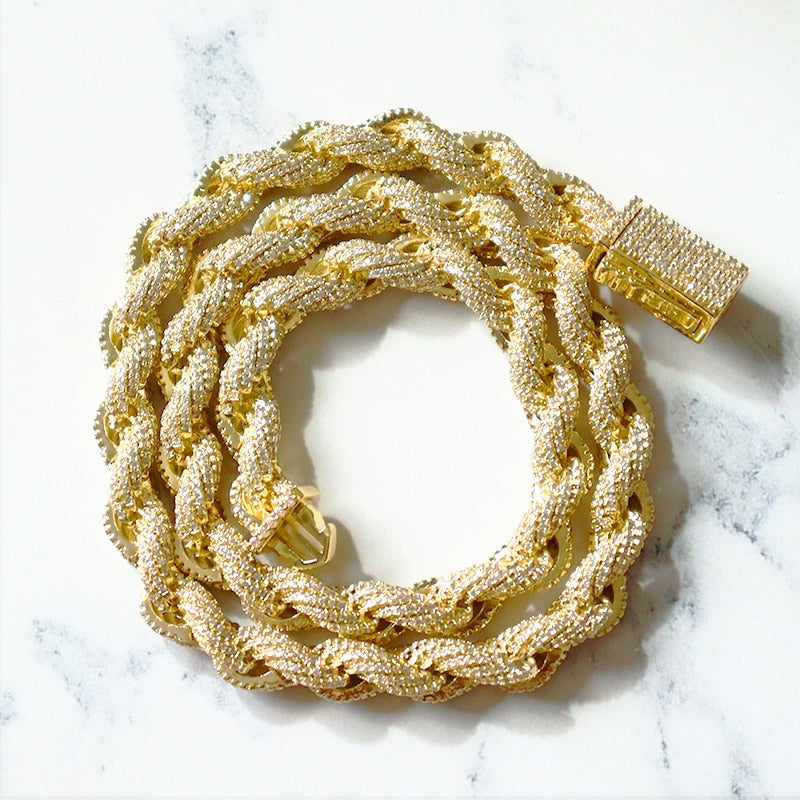 8mm Rope Chain Cubic Zircon Stones