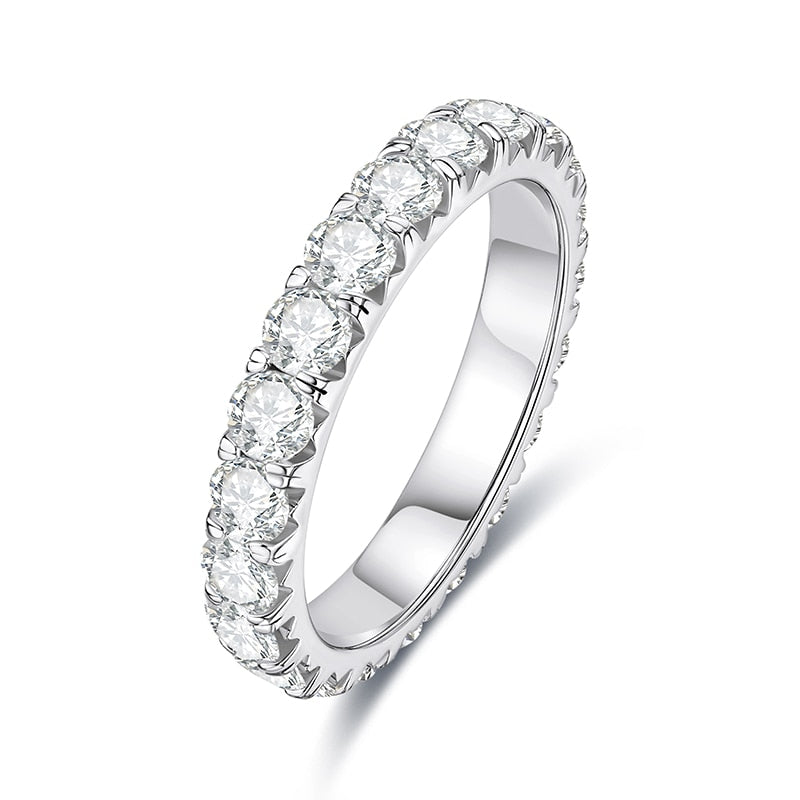 3mm 2-3ct D Color Moissanite Wedding Band Ring 925 Sterling Silver Eternity Band