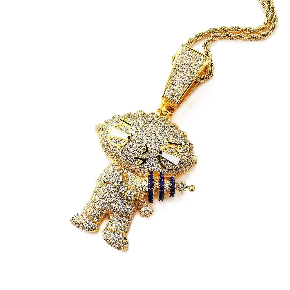 Punk Cartoon Figure Pendant Tennis With Chain New Arrival AAA Zircon Mens Necklace Fashion Hip Hop Jewelry Gifts