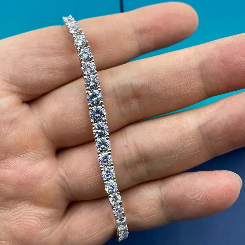 3mm-5mm Moissanite Diamond Tennis Bracelet 925 Sterling Silver