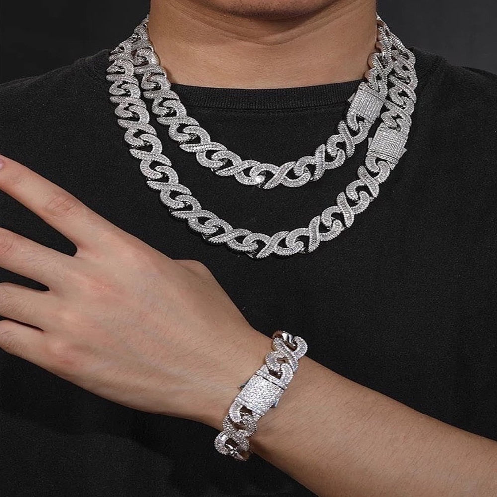 Iced Out Infinity Cuban Link Baguette Chain/ Bracelet