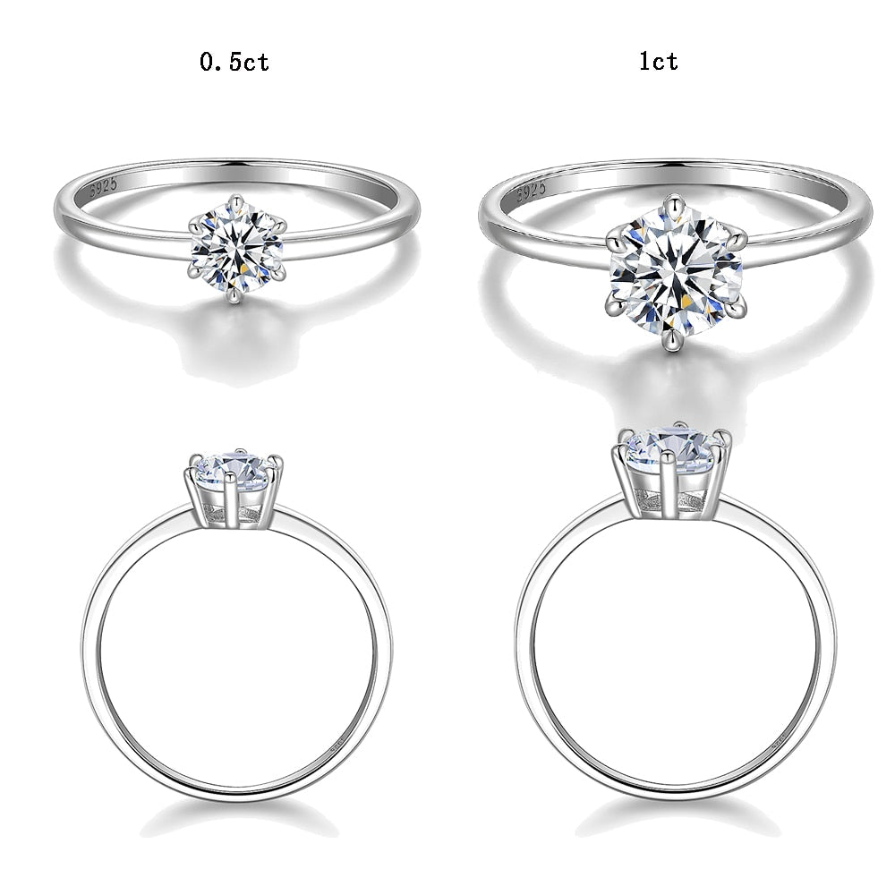 0.5/1 Ct D Color Moissanite Ring s925 Silver