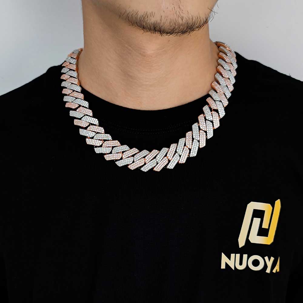 20mm Thick Cuban Link Chain/ Bracelet Crystal Miami Gold Silver Two Color