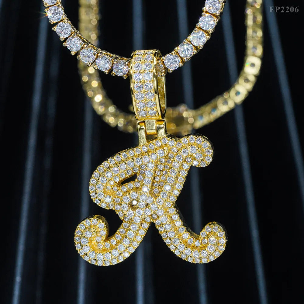 K Letter Moissanite Pendant VVS 925 Sterling Silver