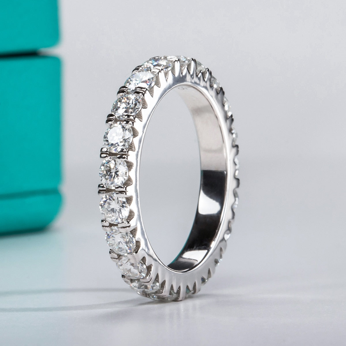 3mm 2-3ct D Color Moissanite Wedding Band Ring 925 Sterling Silver Eternity Band