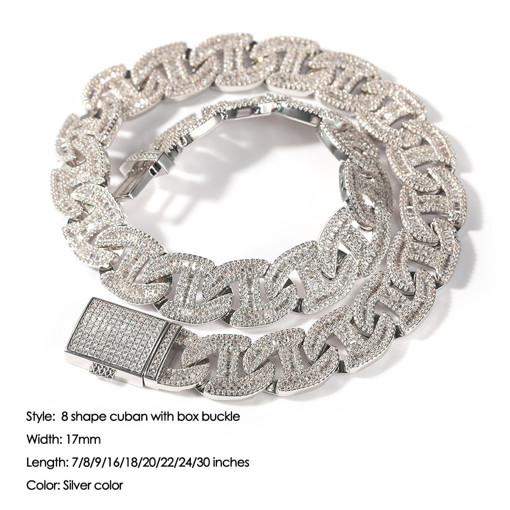 Iced Out Infinity Cuban Link Baguette Chain/ Bracelet