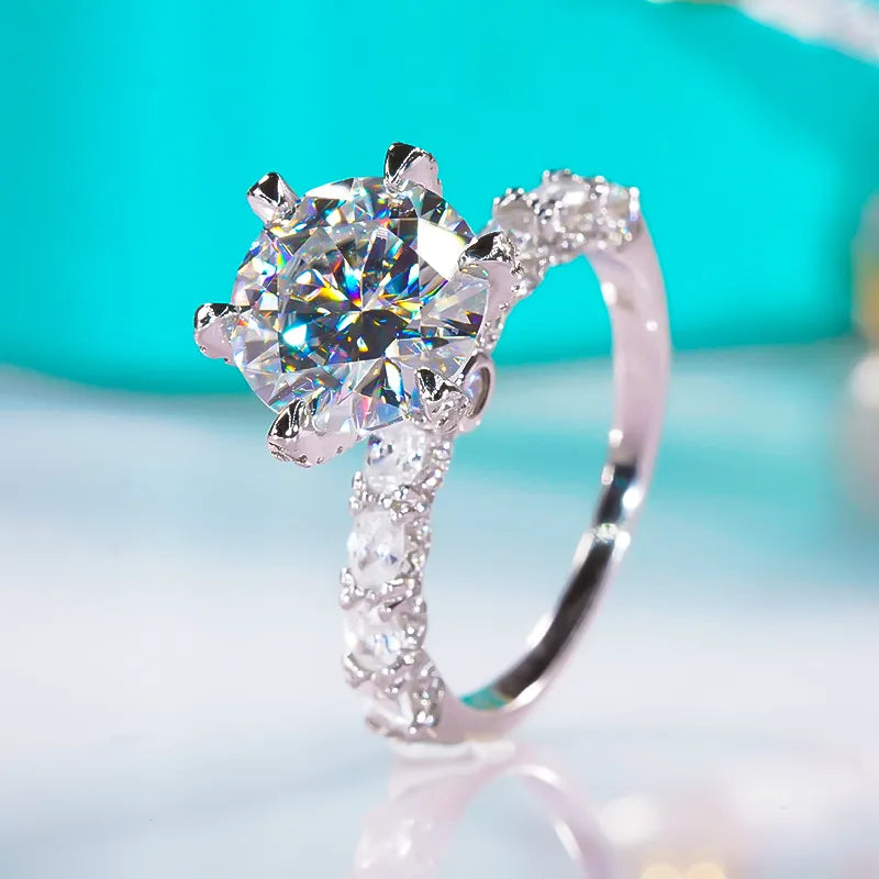 3 Carat D Color Moissanite Ring 925 Sterling Silver Platinum Plated