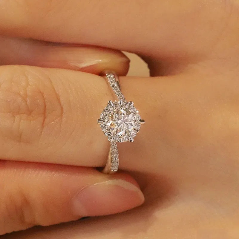 1ct White Gold Moissanite Engagement Ring S925 Sterling Silver
