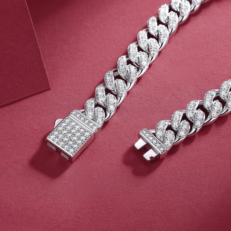 Moissanite Cuban Bracelet 925 Silver
