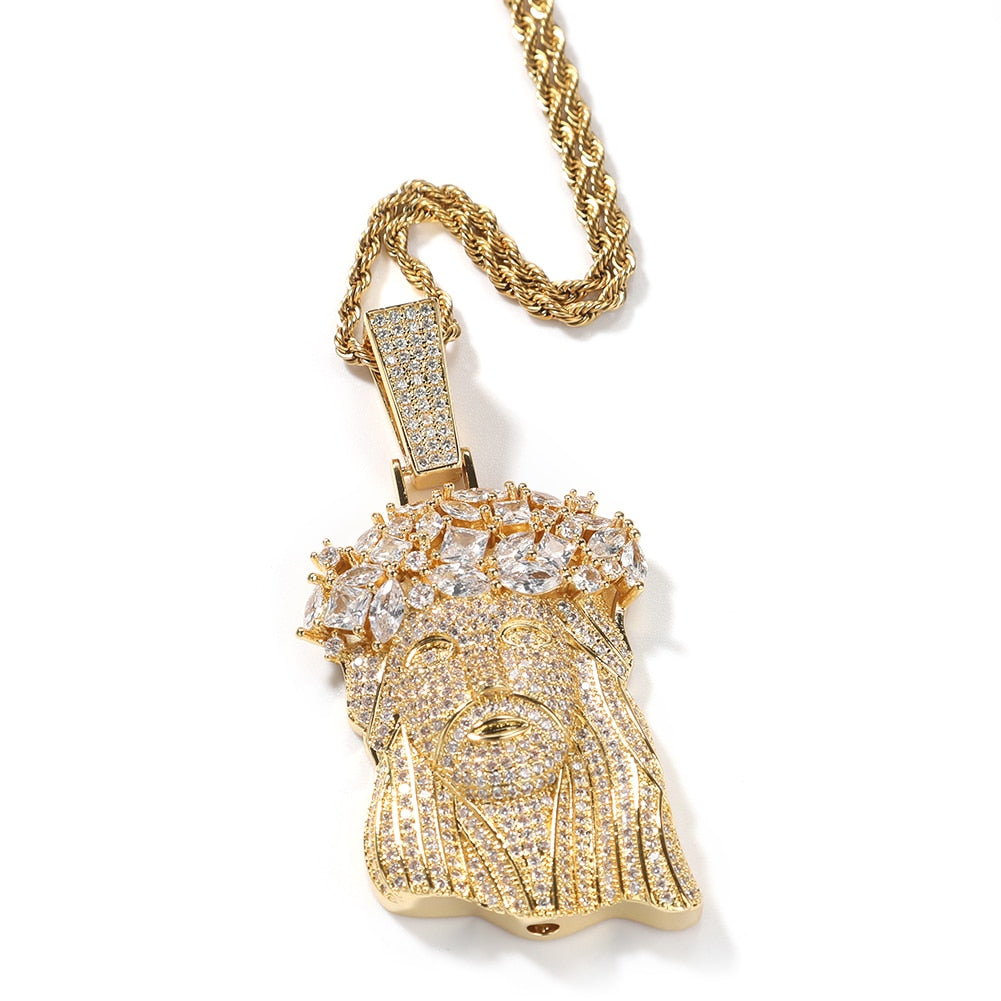 Jesus Pendant Necklace Full Iced Out Cubic Zircon Pendant