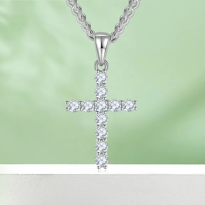 925 Silver D color 3mm/4mm/5mm Moissanite VVS1 Cross