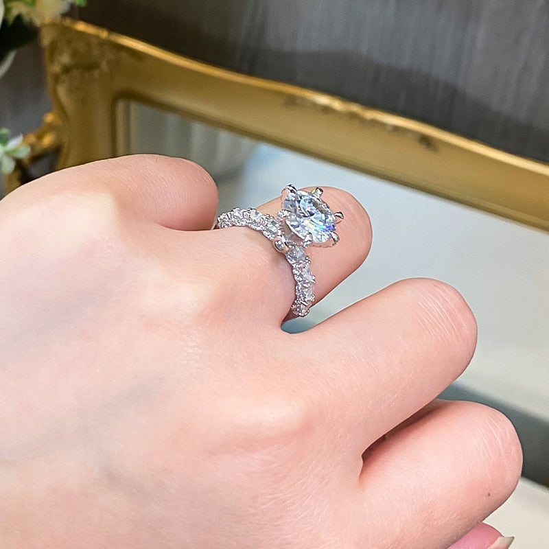 3 Carat D Color Moissanite Ring 925 Sterling Silver Platinum Plated