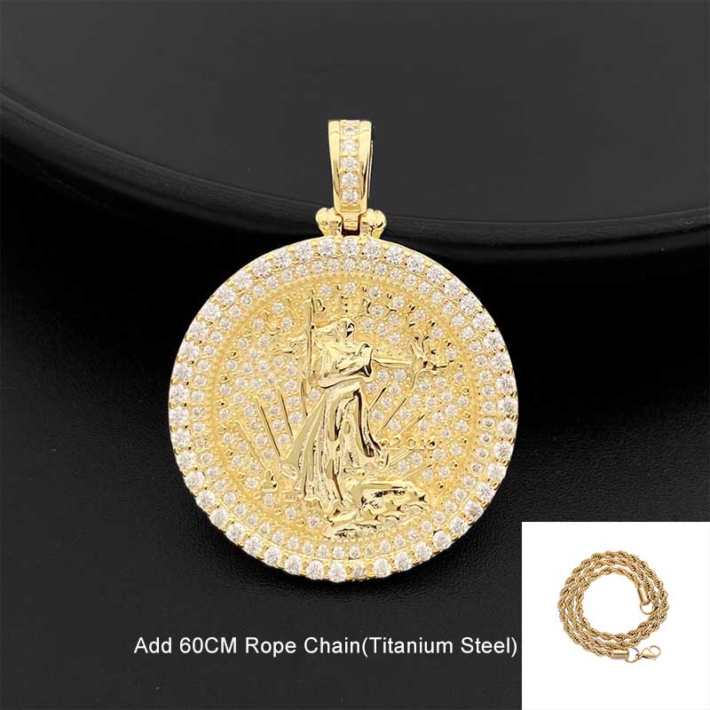 28mm Iced Moissanite Jesus Pendant 925 Sterling Silver GRA VVS Moissanite Diamond Necklace Passes Tester and Gold Plated