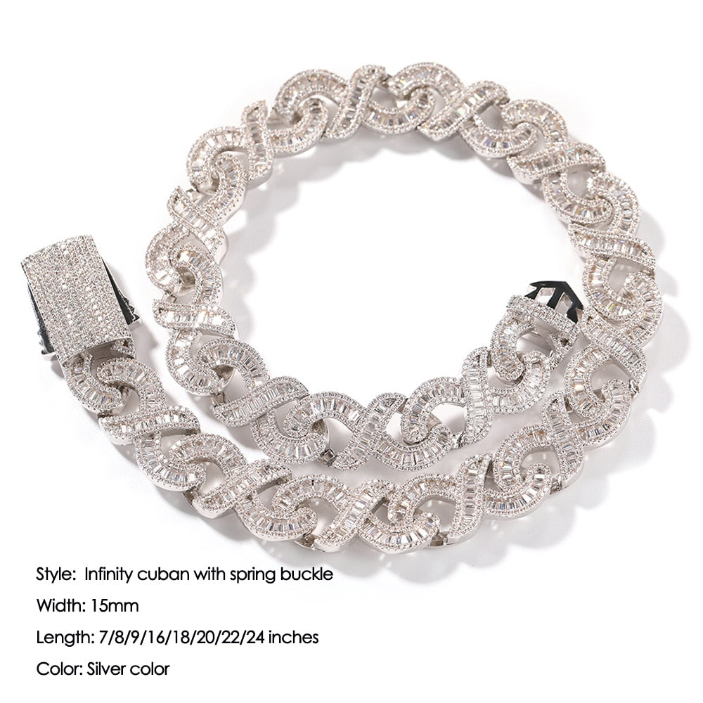 Iced Out Infinity Cuban Link Baguette Chain/ Bracelet