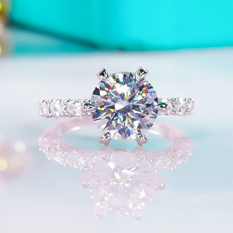 3 Carat D Color Moissanite Ring 925 Sterling Silver Platinum Plated