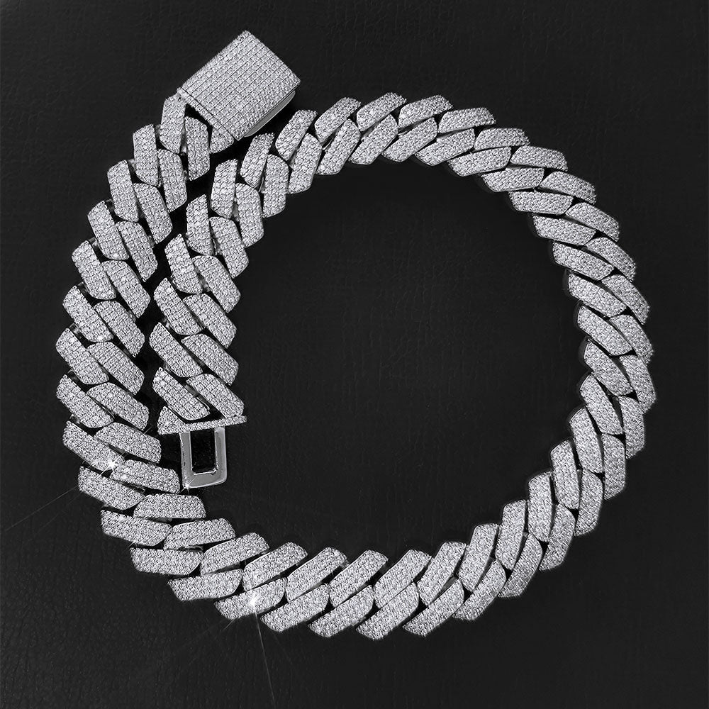 20mm Thick Cuban Link Chain/ Bracelet Crystal Miami Gold Silver Two Color
