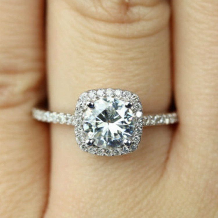White Moissanite Pear Shape Ring