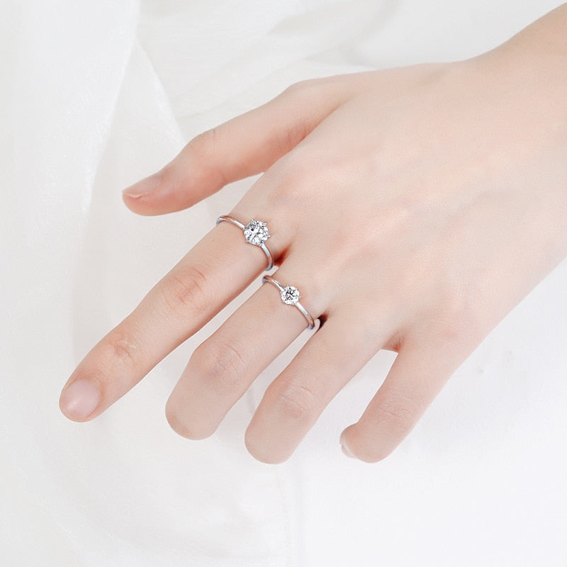 0.5/1 Ct D Color Moissanite Ring s925 Silver