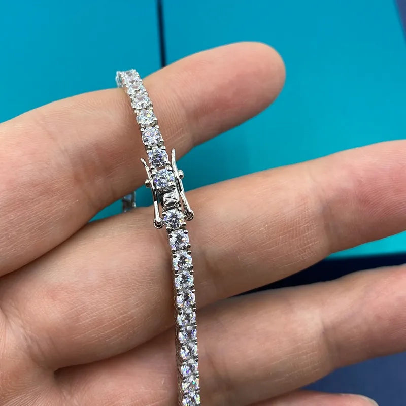 3mm-5mm Moissanite Diamond Tennis Bracelet 925 Sterling Silver