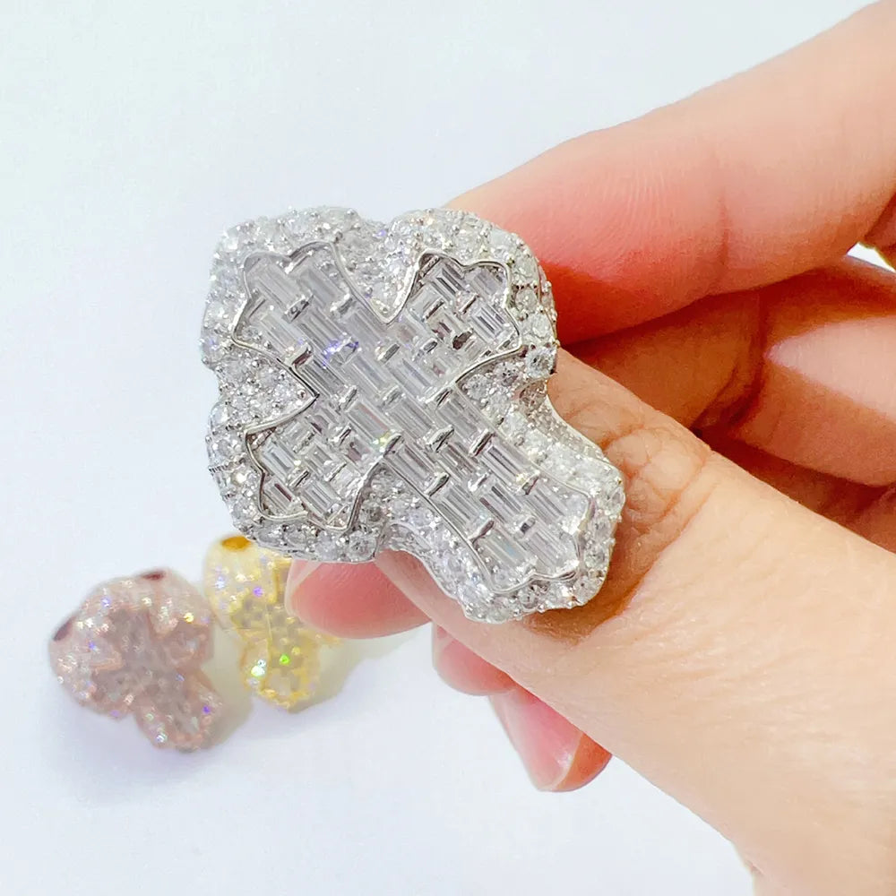 Cross Moissanite Ring S925 Silver