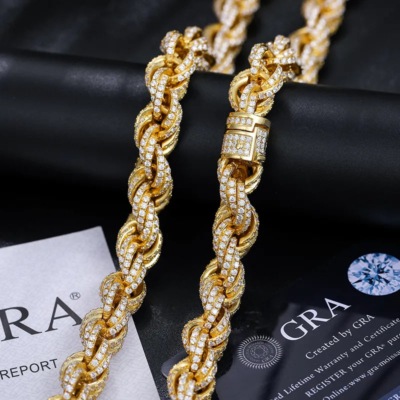 Moissanite Rope Chain Necklace S925 Silver