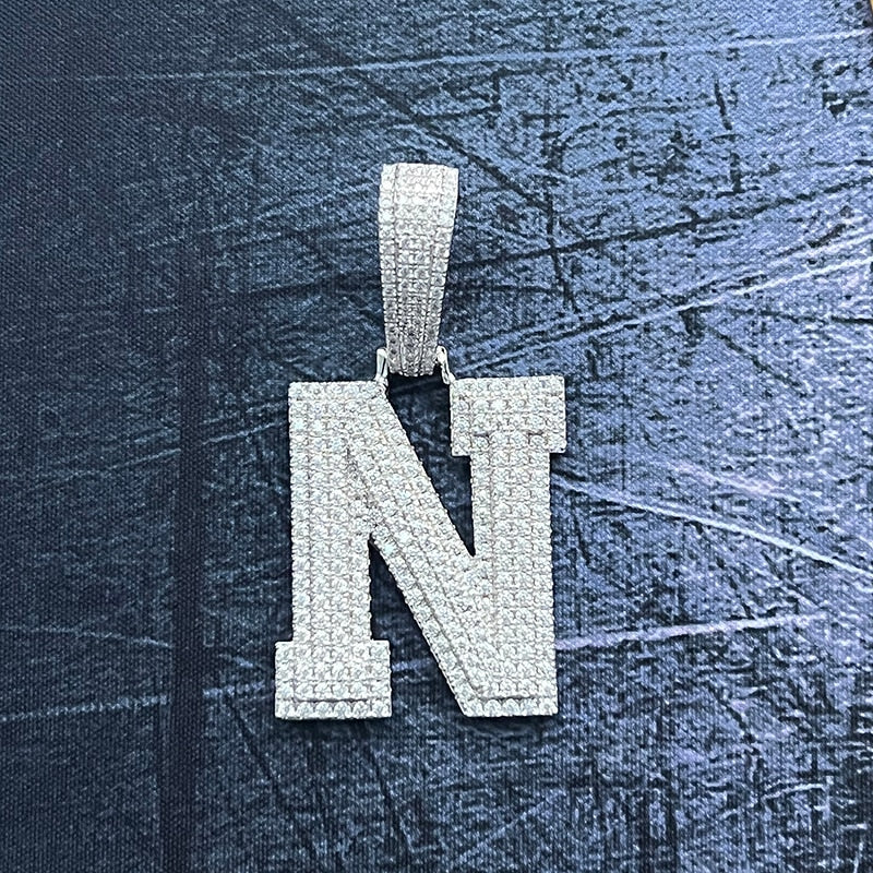 Moissanite Letter Pendant 925 Sterling Silver