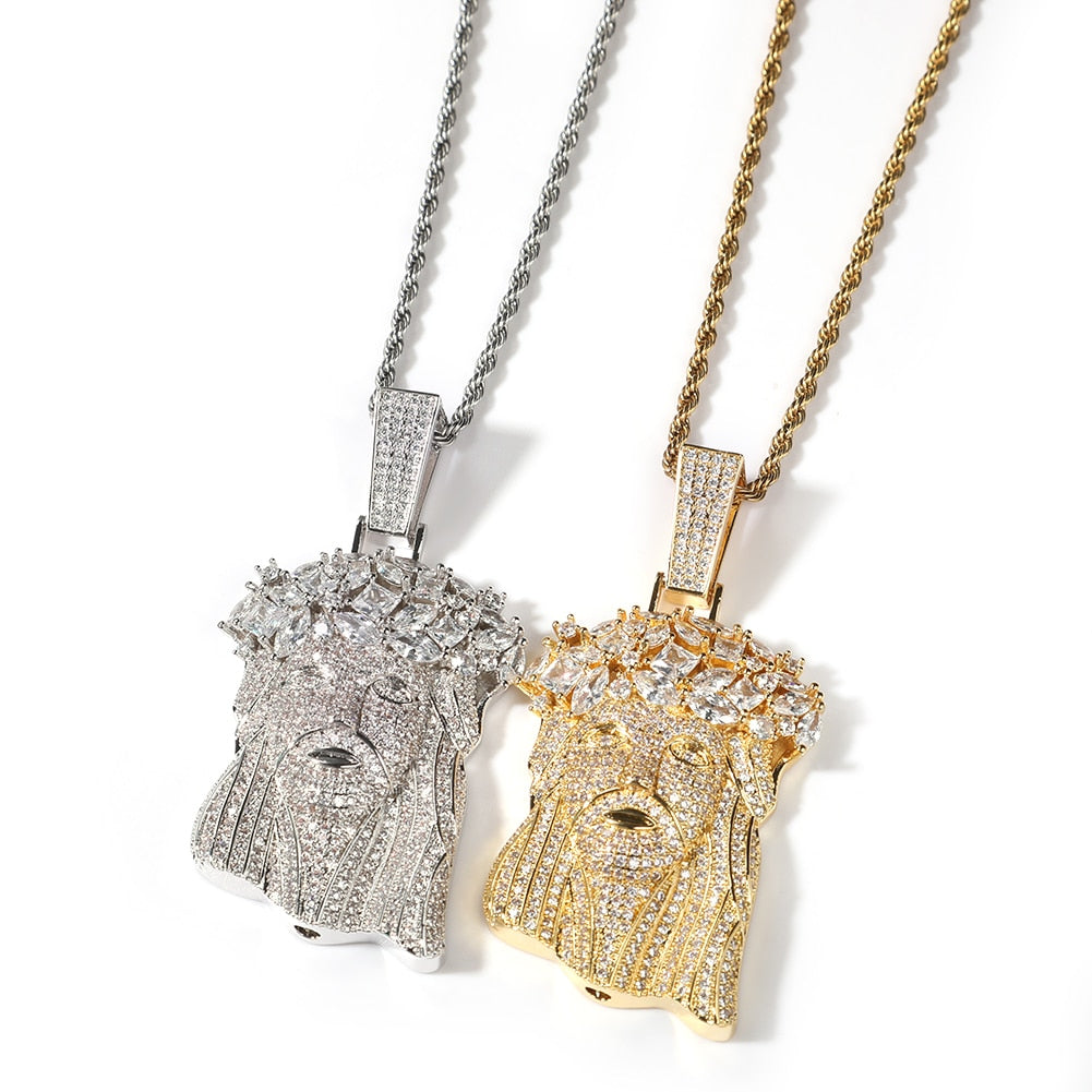 Jesus Pendant Necklace Full Iced Out Cubic Zircon Pendant