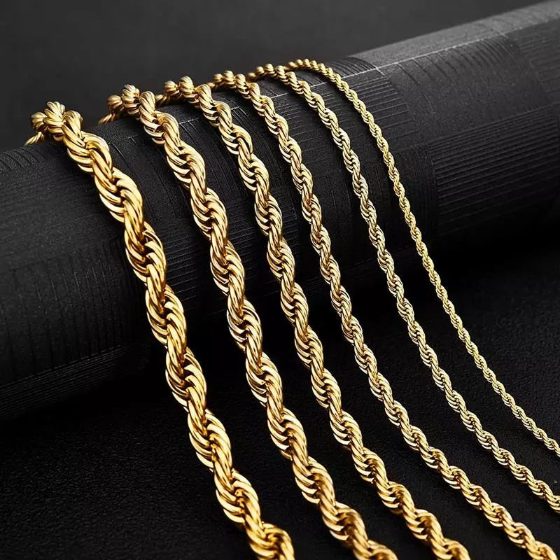 2/3/4/5/6mm Rope Chain Necklace Stainless Steel Never Fade Waterproof