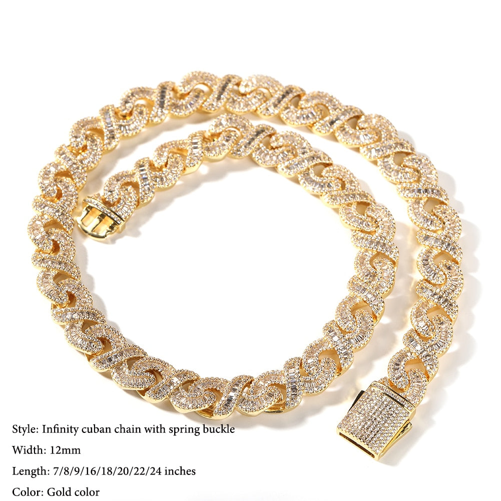 Iced Out Infinity Cuban Link Baguette Chain/ Bracelet