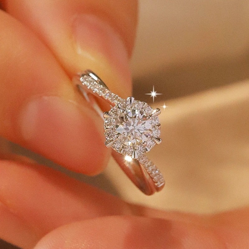 1ct White Gold Moissanite Engagement Ring S925 Sterling Silver